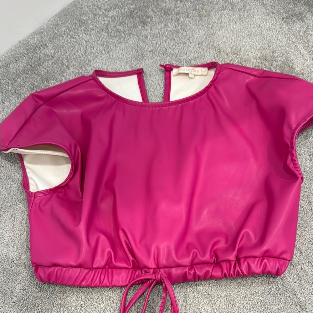 Shoulder padded Pink Women's Top